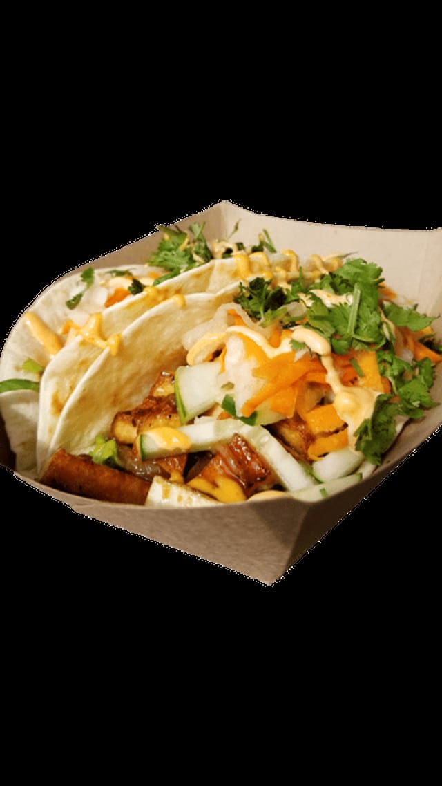 Vietnamese BBQ Pork Yummi Tacos.