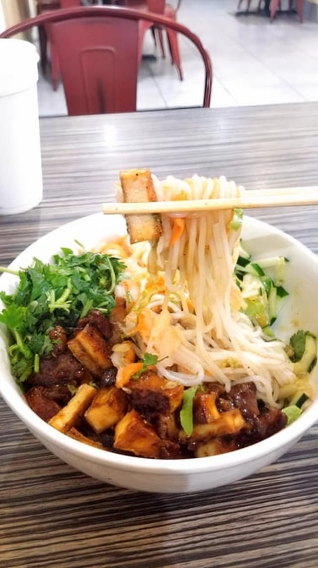 Fried Tofu Noodle Bowl.