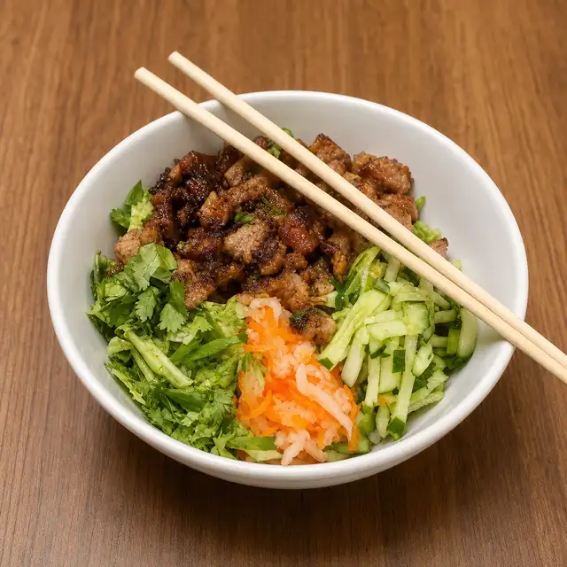Vietnamese BBQ Pork Lettuce Bowl.
