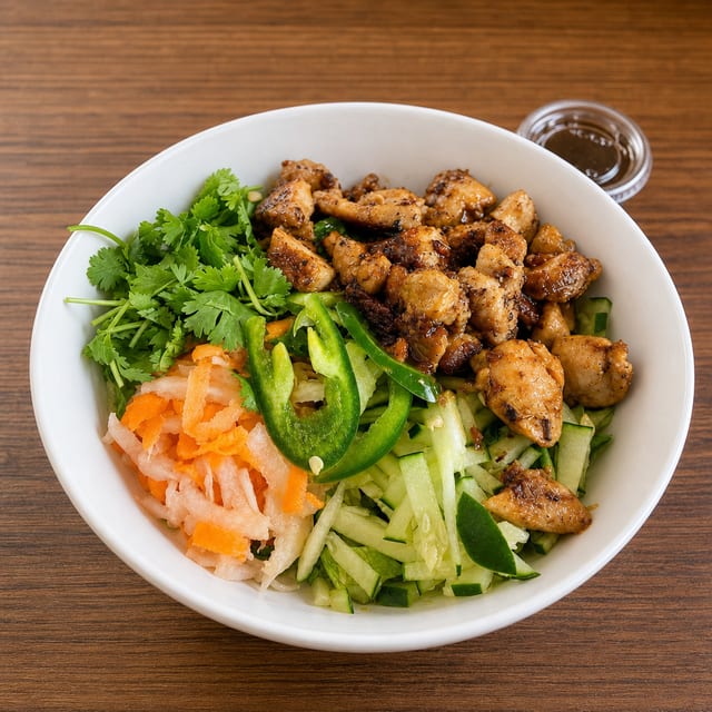 Lemongrass Chicken Lettuce Bowl.